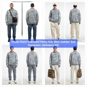 Unisex Gucci Oversized Heavy Knit Wool SweaterSize: Oversized L/Women's XXL